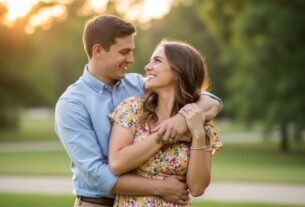 Casal apaixonado abraçado representando frases de amor para namorada