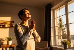 Pessoa agradecendo ao amanhecer representando frases de gratidão a deus para status.