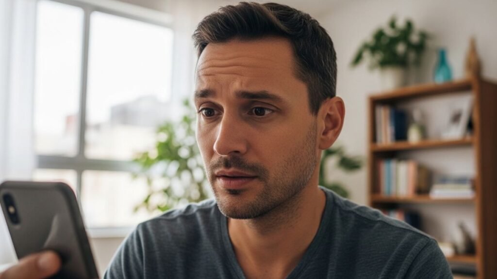 Pessoa com dúvidas sobre frases de gratidão a deus para status.