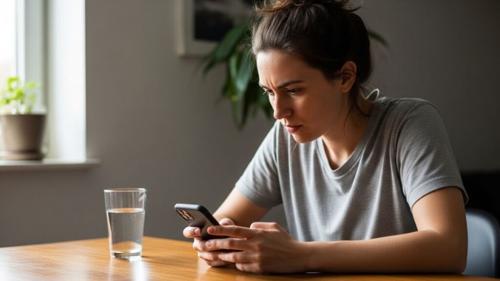 Pessoa escrevendo frases mais longas para um status.