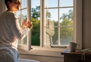 Pessoa abrindo a janela pela manhã representando mensagem de bom dia especial.