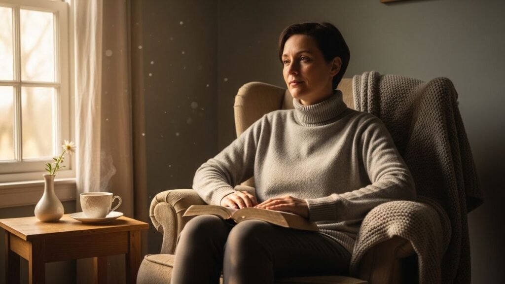 Pessoa lendo frase bíblica em momentos difíceis como fonte de conforto.