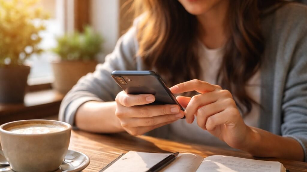 Mensagem de Agradecimento: Palavras para Demonstrar Gratidão 2 Pessoa escrevendo uma mensagem de agradecimento no celular.