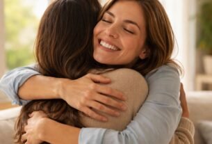 Duas pessoas se abraçando representando uma mensagem de agradecimento sincera.