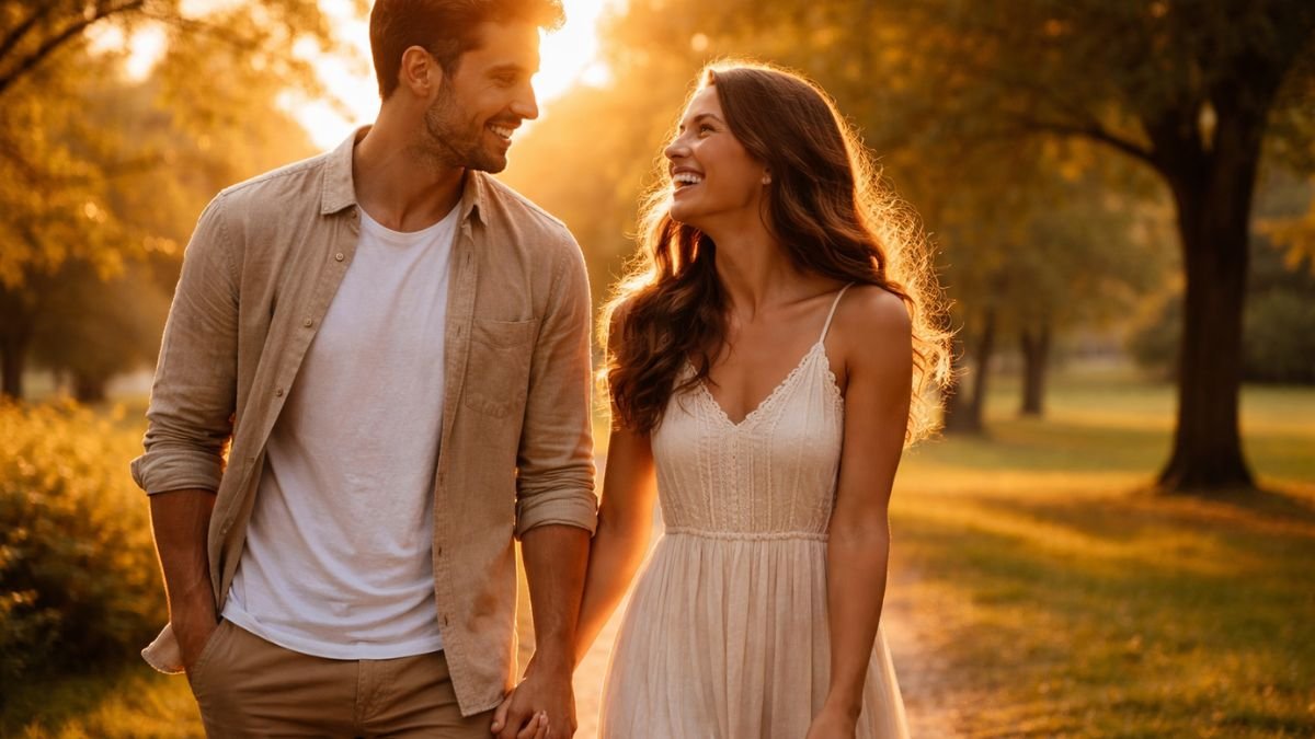 Mensagem de Amor: Palavras Lindas para Declarar Seus Sentimentos 1 Casal caminhando de mãos dadas representando uma mensagem de amor romântica.