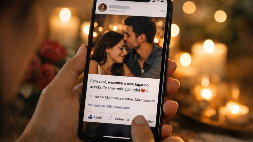 Mensagem de Amor: Palavras Lindas para Declarar Seus Sentimentos 6 Pessoa publicando mensagem de amor nas redes sociais.