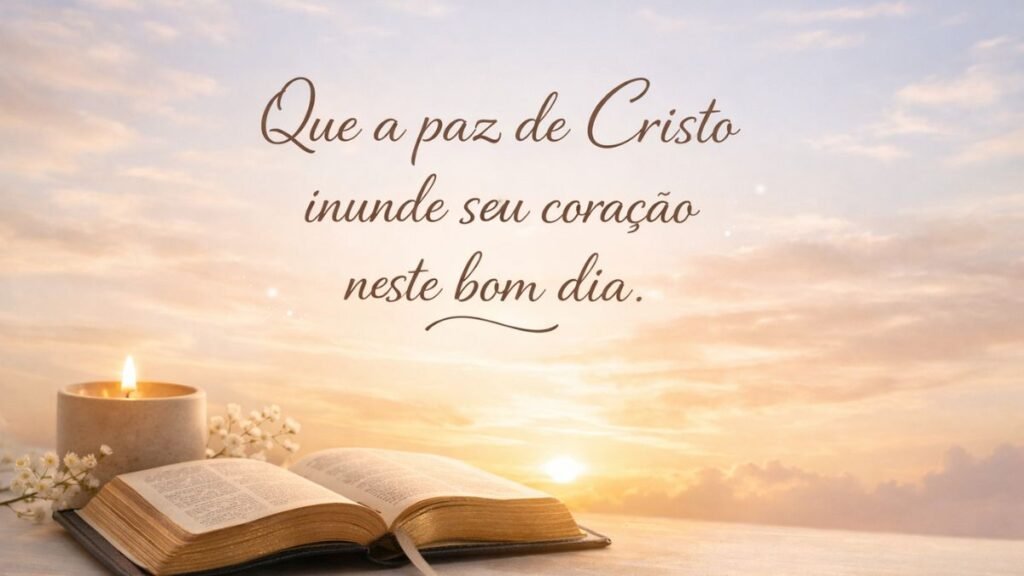 Imagem com texto mensagem de bom dia evangélica em design inspirador.