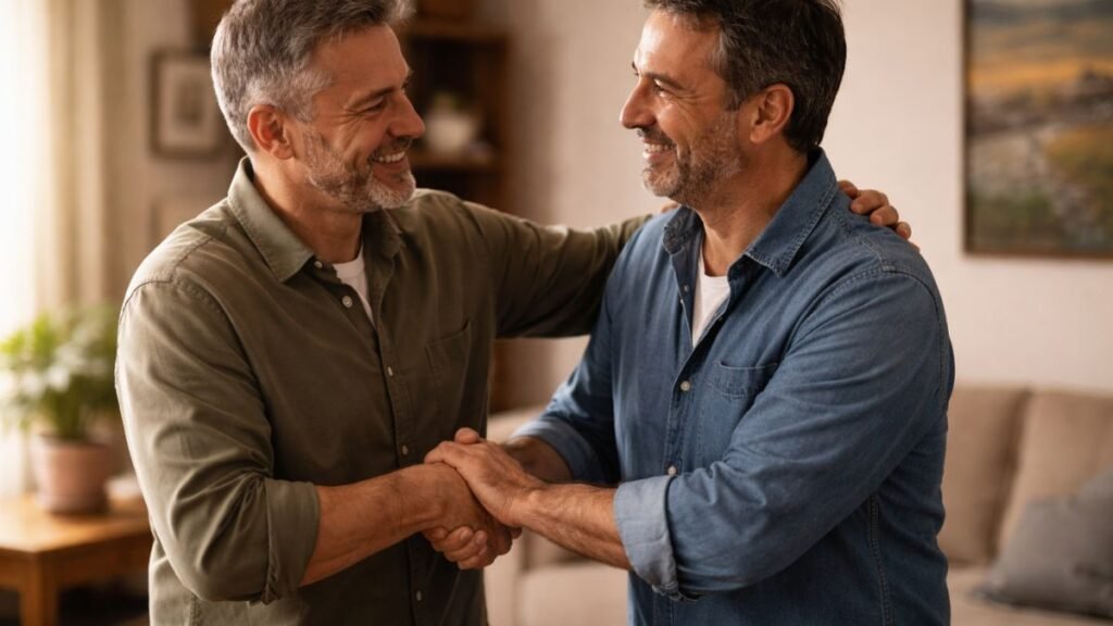 Pessoa demonstrando gratidão com gesto de agradecimento.