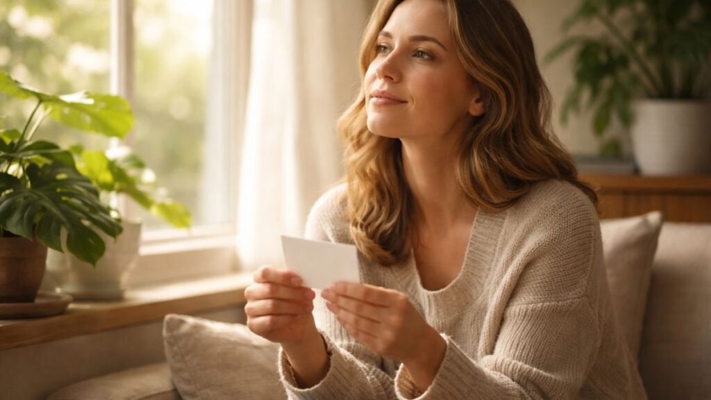 Pessoa refletindo sobre sentimentos de gratidão.