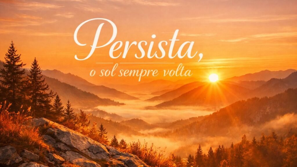 Imagem com texto mensagem de motivação em fundo inspirador.