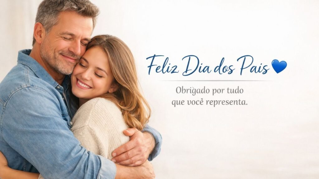 Mensagem para o Dia dos Pais: Frases Emocionantes para Homenagear com Amor 2 Imagem com frase Feliz Dia dos Pais e pai abraçando filho