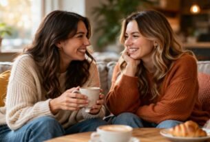 Amigas sorrindo juntas representando amizade verdadeira e conexão emocional