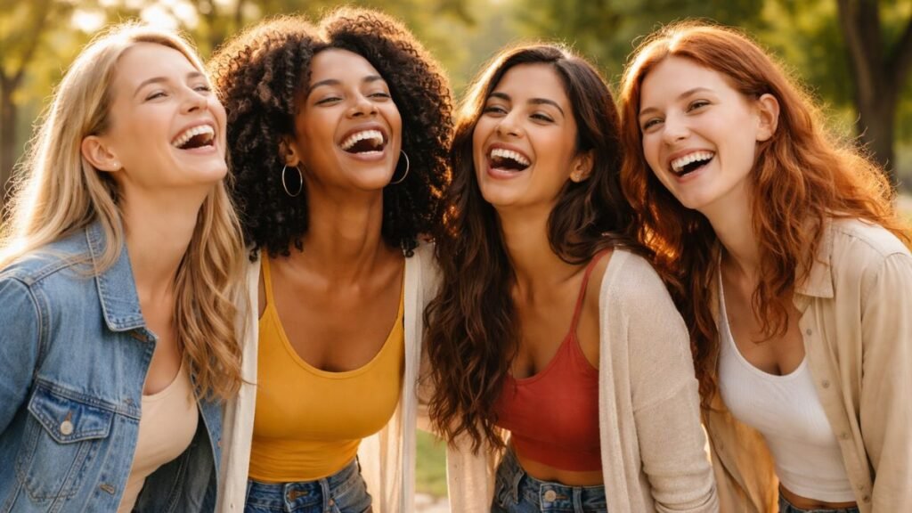 Mensagem para Amiga Especial: Palavras que Tocam o Coração e Fortalecem Laços 5 Grupo de amigas felizes celebrando amizade e momentos juntas