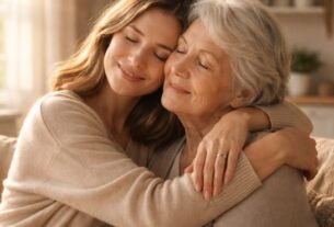 Filha abraçando a mãe com carinho em um momento de amor e gratidão no Dia das Mães