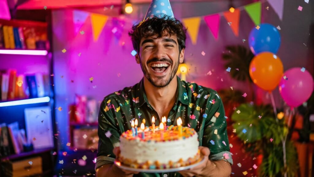 Pessoa comemorando aniversário de forma criativa e diferente