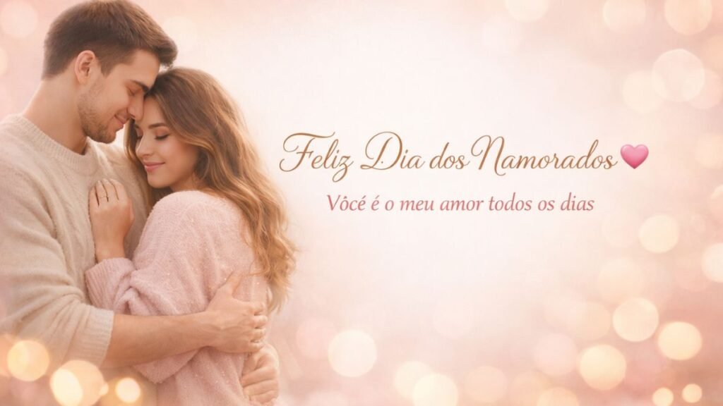 Mensagem para o Dia dos Namorados: Frases Românticas para Declarar Seu Amor 2 Mensagem para o dia dos namorados escrita em imagem romântica