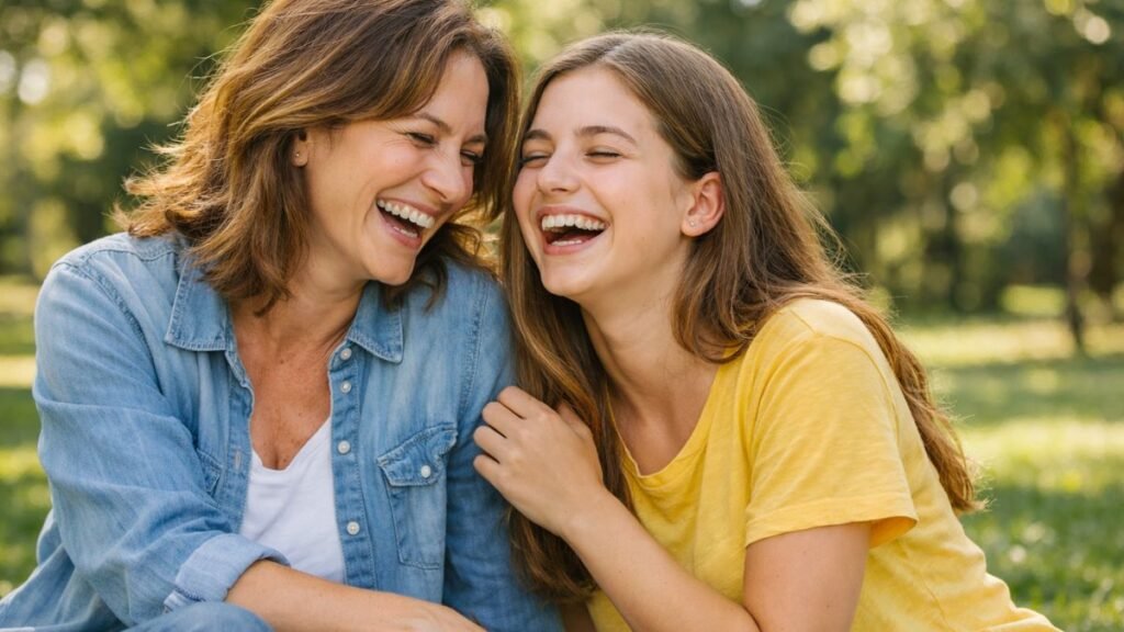 Mensagem para Mãe: Frases Lindas para Emocionar e Demonstrar Amor 6 Mãe e filha rindo juntas representando mensagem para mãe criativa