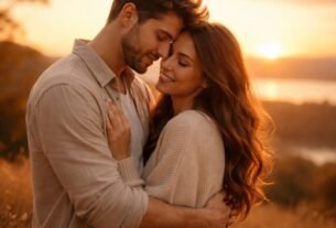 Casal apaixonado abraçado representando mensagem para o dia dos namorados